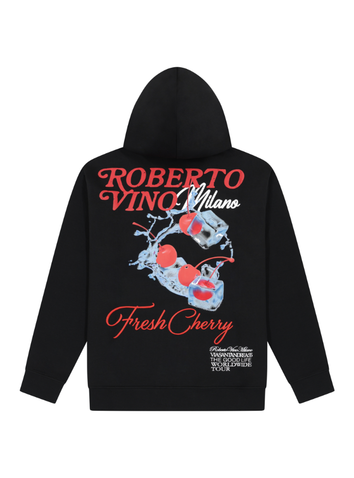 Roberto Vino Milano Fresh Cherry Zip Up Hoodie And Pants Set Black