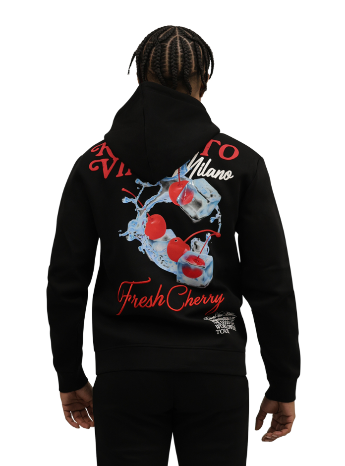 Roberto Vino Milano Fresh Cherry Zip Up Hoodie And Pants Set Black