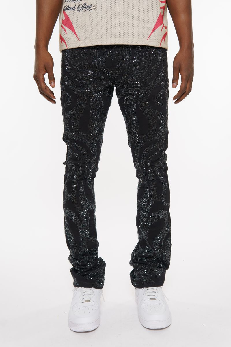 VICIOUS JEANS PREMIUM BLACK EMBELLISHED DENIM