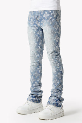 Guapi AQUA BLUE EMBELLISHED DENIM V4