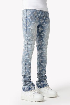 Guapi AQUA BLUE EMBELLISHED DENIM V4