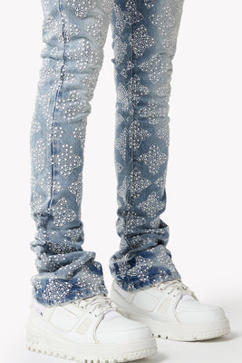 Guapi AQUA BLUE EMBELLISHED DENIM V4