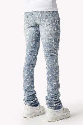 Guapi AQUA BLUE EMBELLISHED DENIM V4