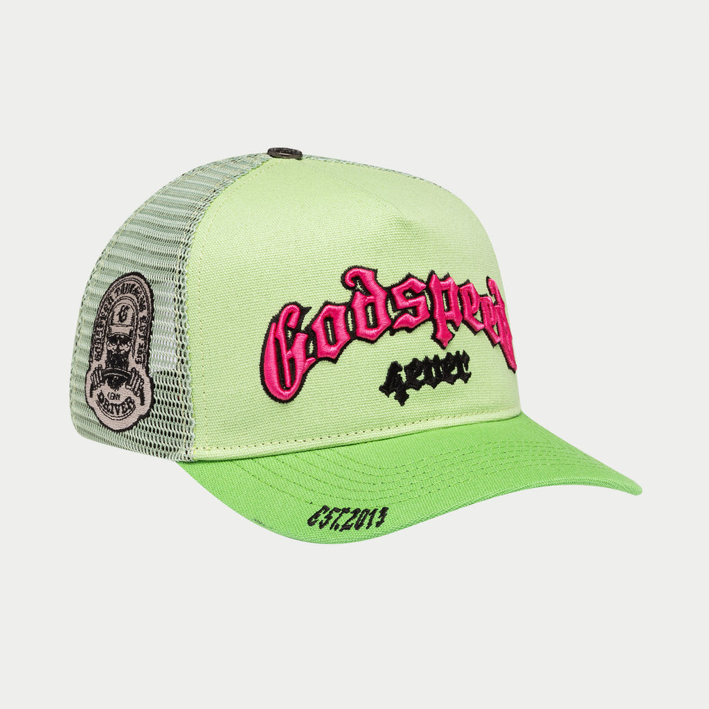 GodSpeed GS Forever Trucker Hat (Lime/pink)