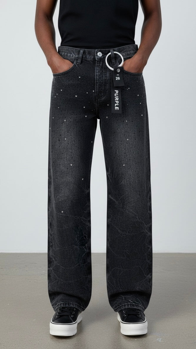 Purple Brand BLACK JEANS WITH RHINESTONES