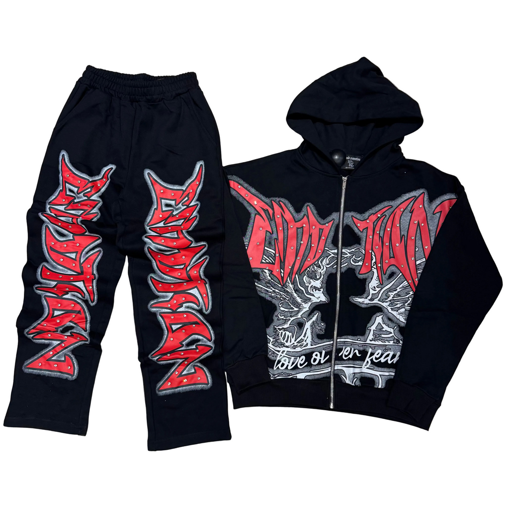 Mixed Emotion Black “Graffiti" Rhinestone Set