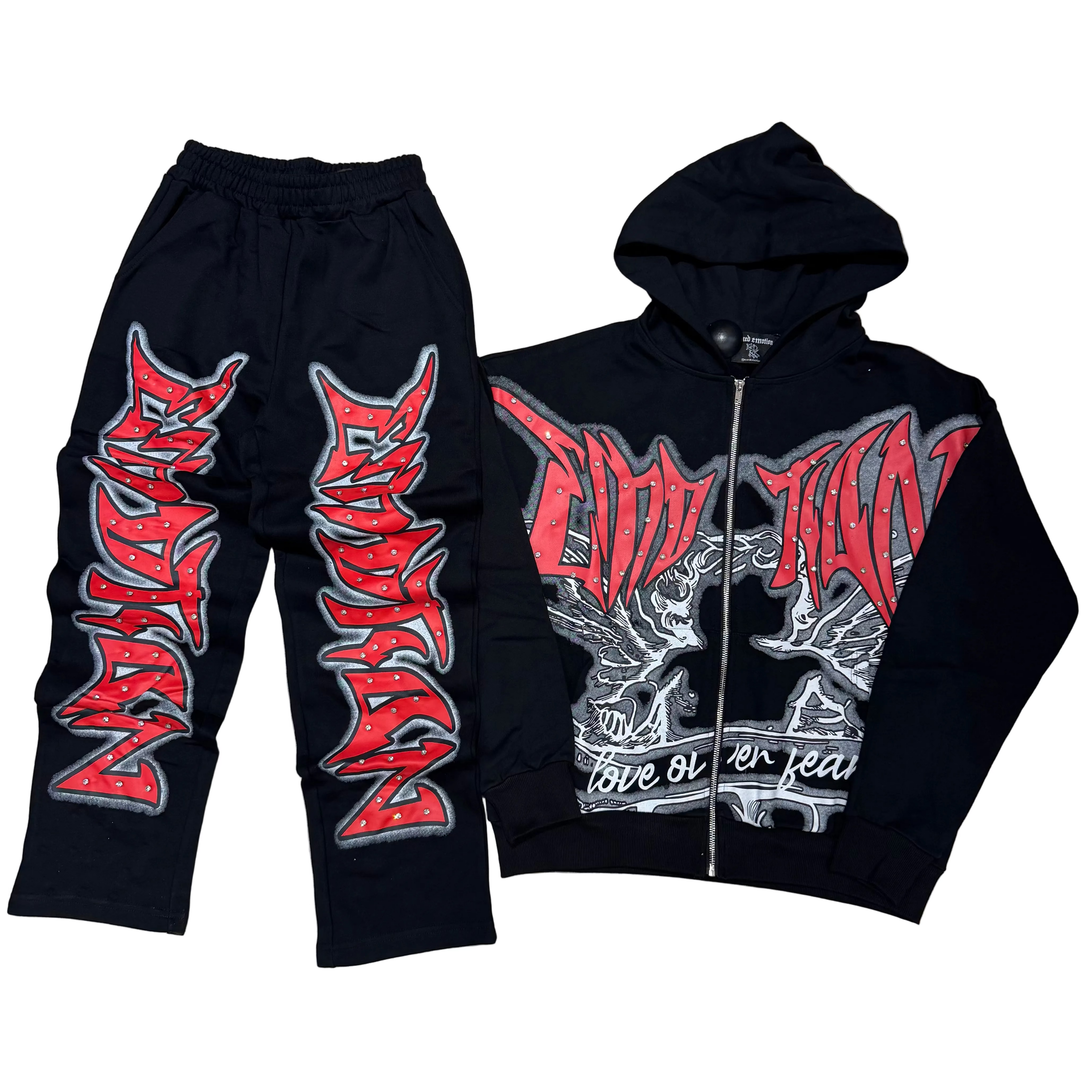 Mixed Emotion Black “Graffiti" Rhinestone Set