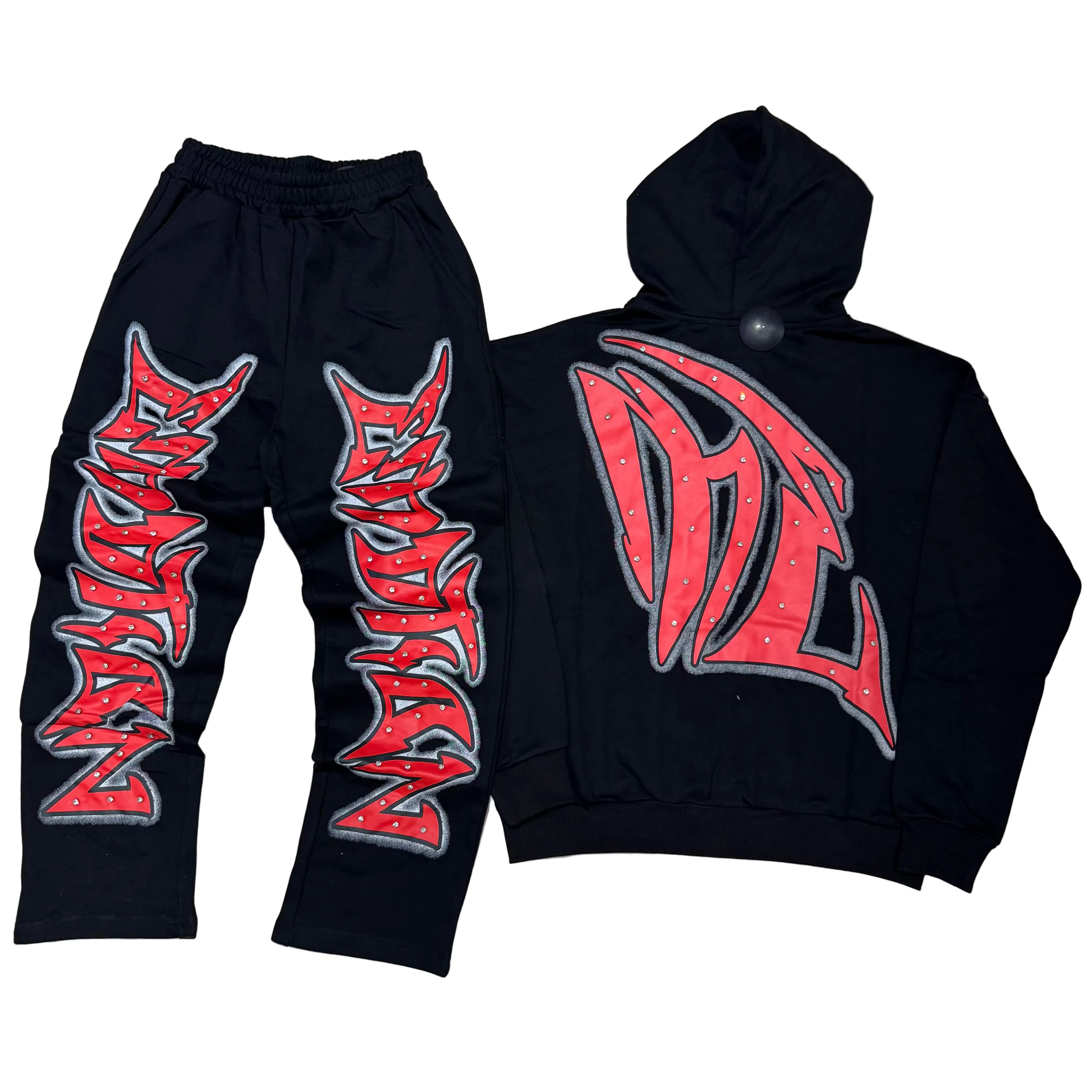 Mixed Emotion Black “Graffiti" Rhinestone Set