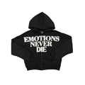 MIXED EMOTION NEVER DIE RHINESTONE END HOODIE