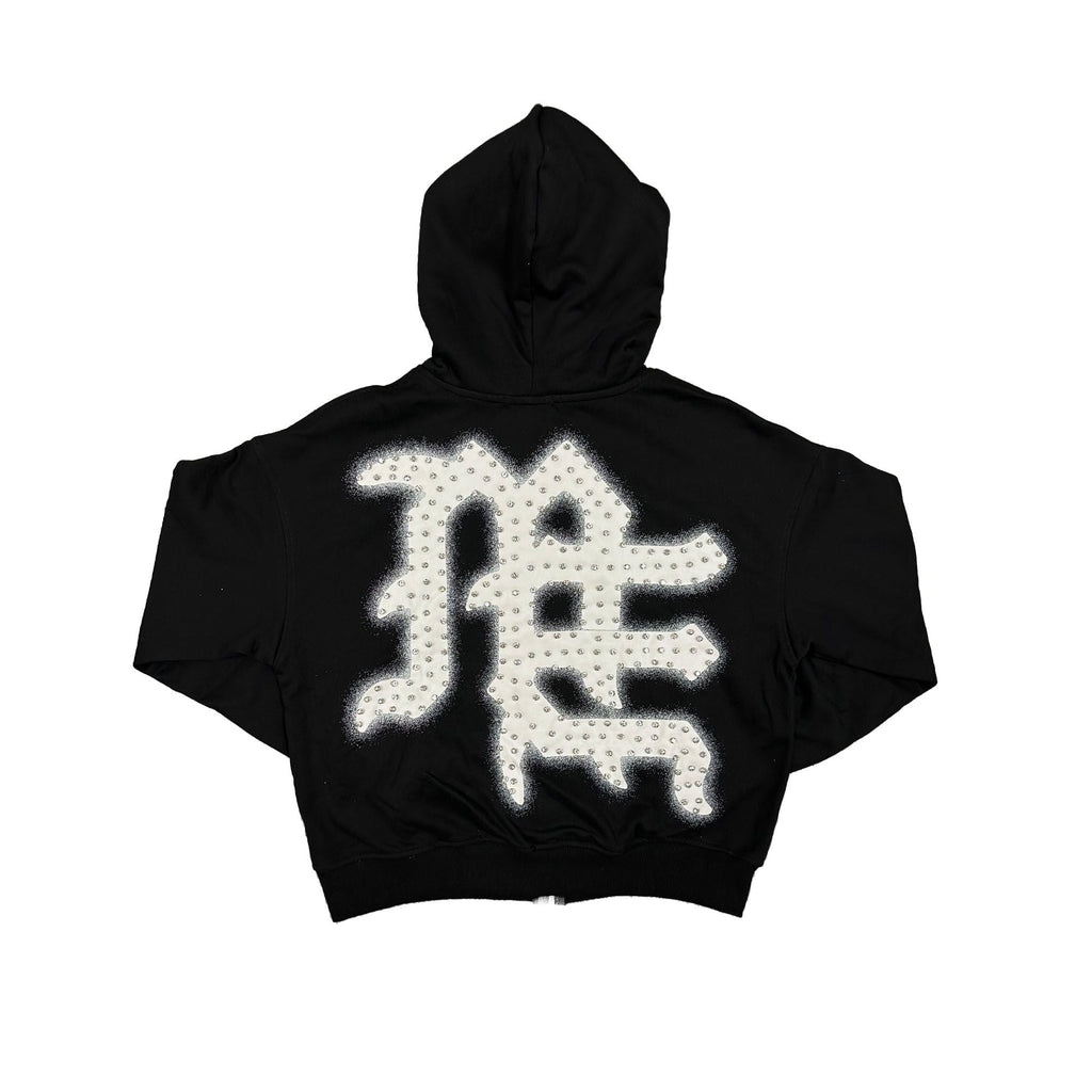 MIXED EMOTION NEVER DIE RHINESTONE END HOODIE