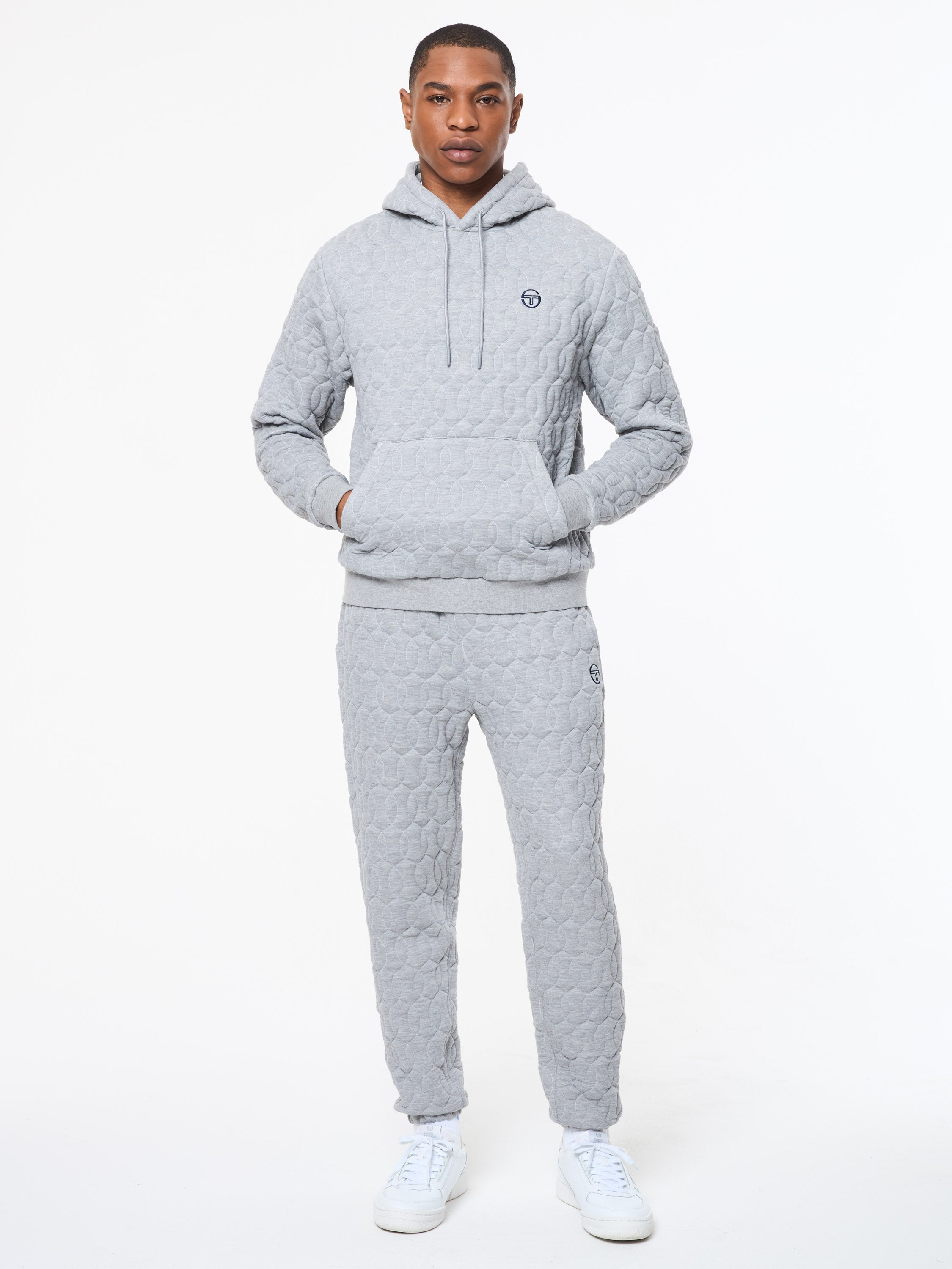 Sergio Tachhini Aversa Quilted SweatSuit- Light Heather Grey