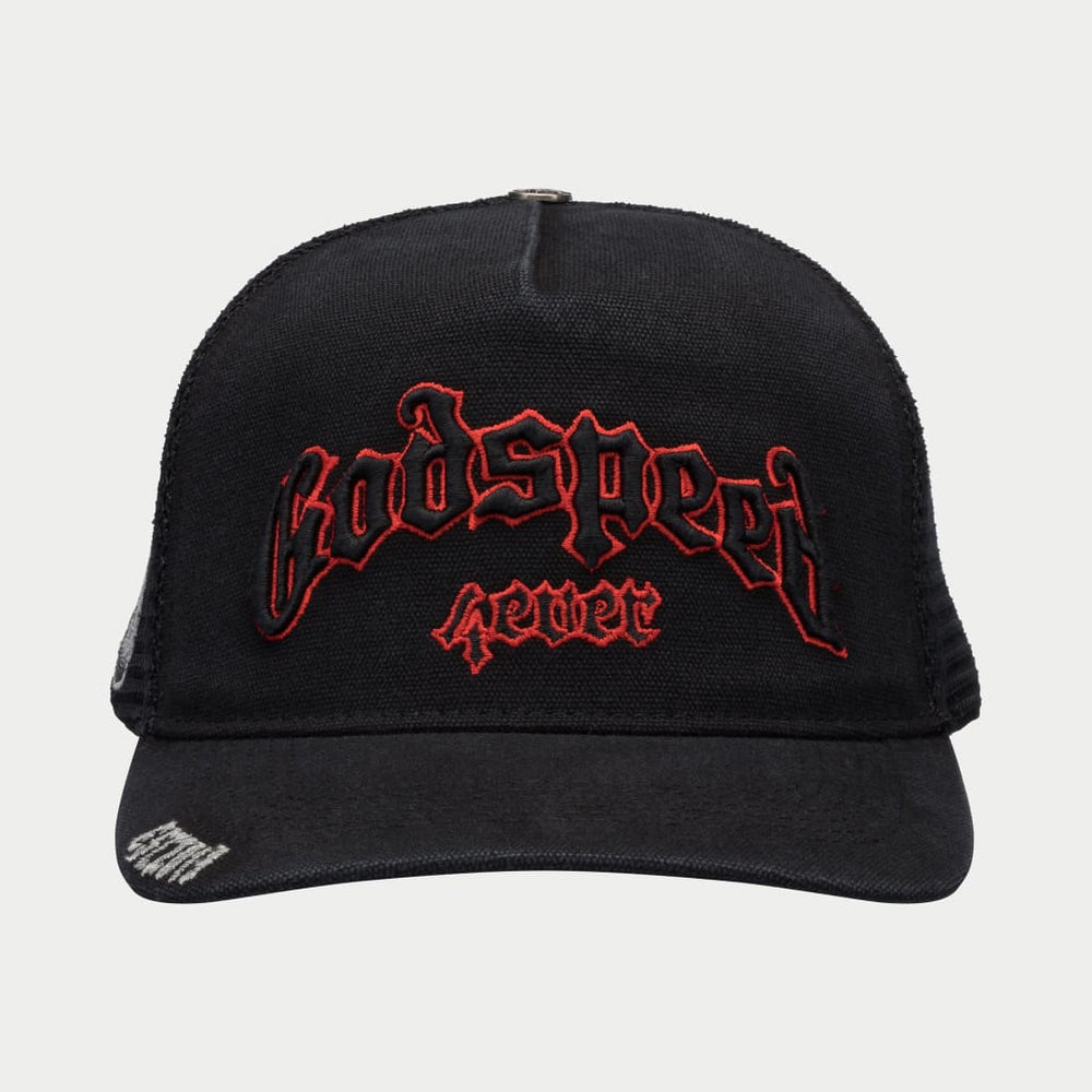 GodSpeed FOREVER TRUCKER HAT (VINTAGE BLACK/RED)
